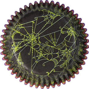 Wilton 225 Halloween Baking Cups Spider Webs Black